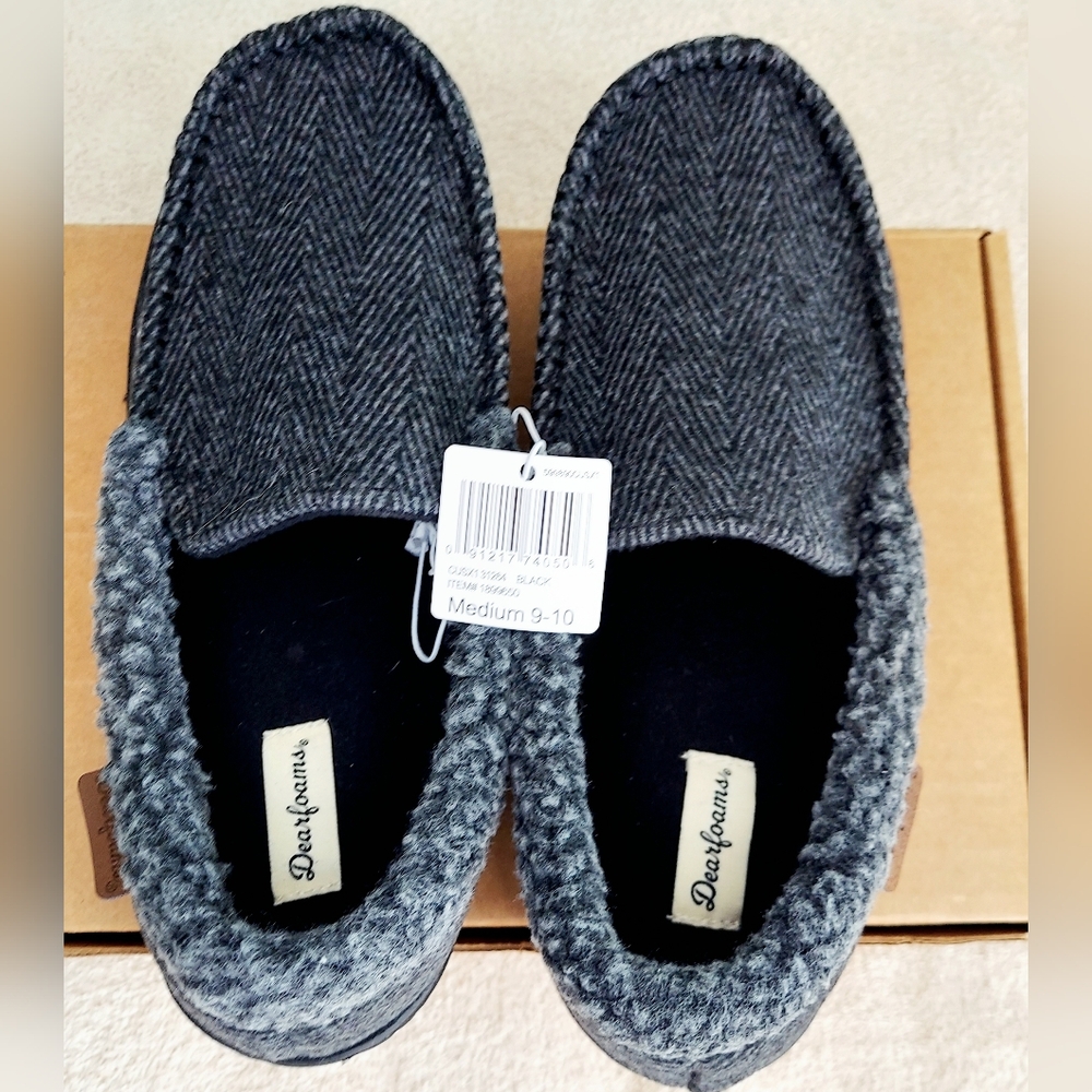 Dearfoams Men's Charcoal Slippers Men's Size 9-10 New With Tags - Picture 10 of 13